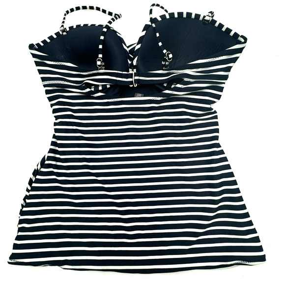 PEA IN THE POD Medium Maternity Blue and White Striped Twist Swim Tankini‎ Top - Picture 2 of 7